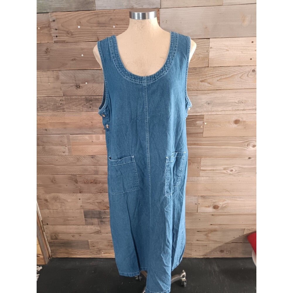 Vintage Mainstreet Blues Denim Jumper Dress Sz. 16W Sleeveless 100% Cotton GUC